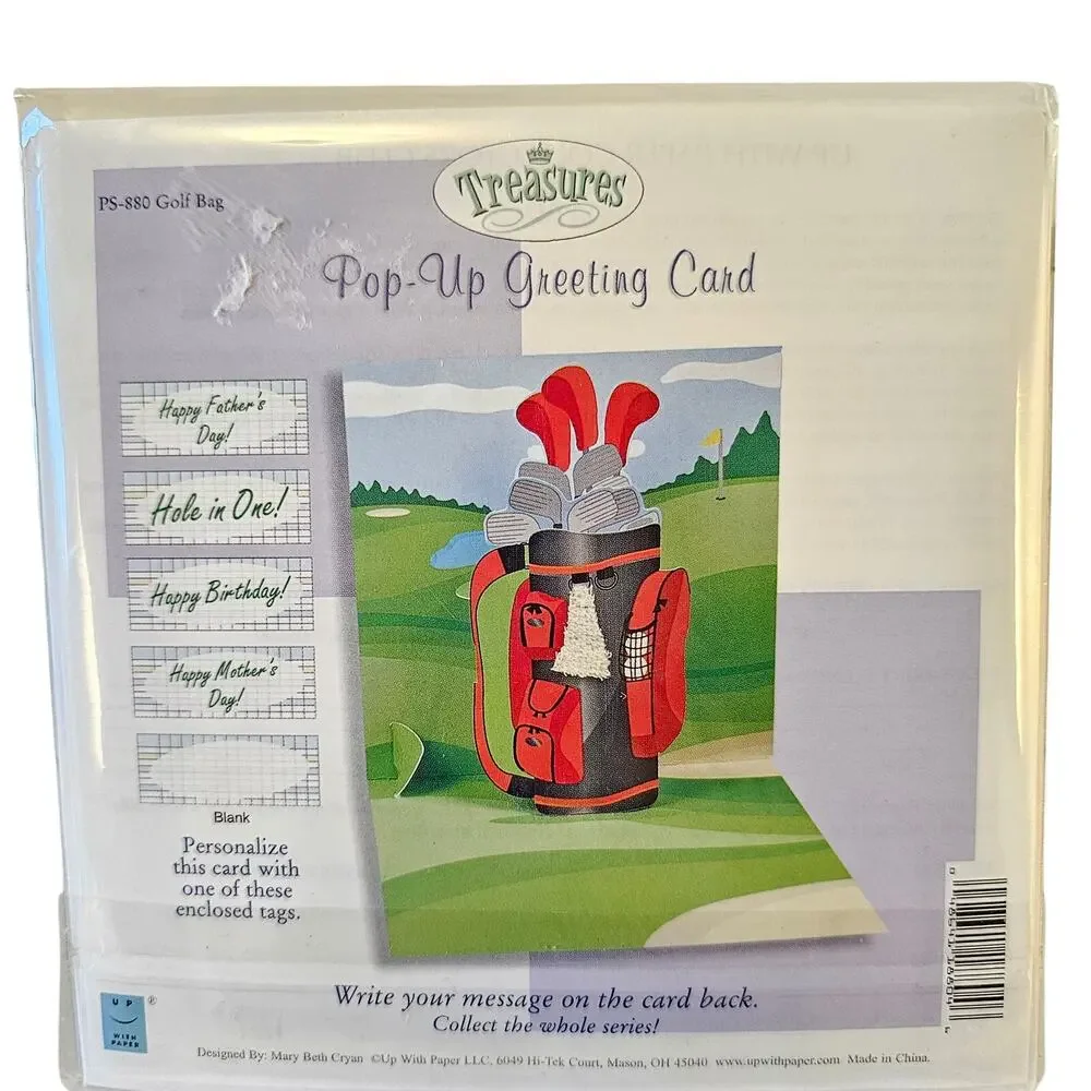 Golf Pop Up Greeting Card Father's Day Birthday Hole in One Mothers Day